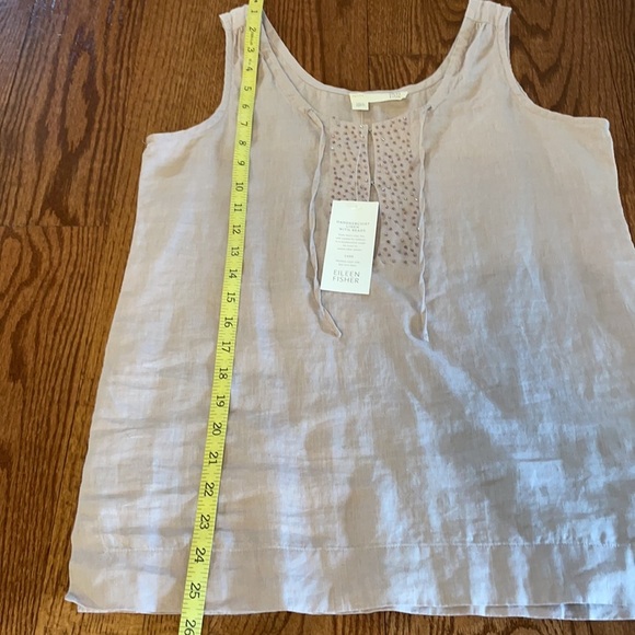 NWT EILEEN FISHER linen SPLIT EMBELLISHED NECK Mauve top sleeveless size PS - Picture 12 of 12
